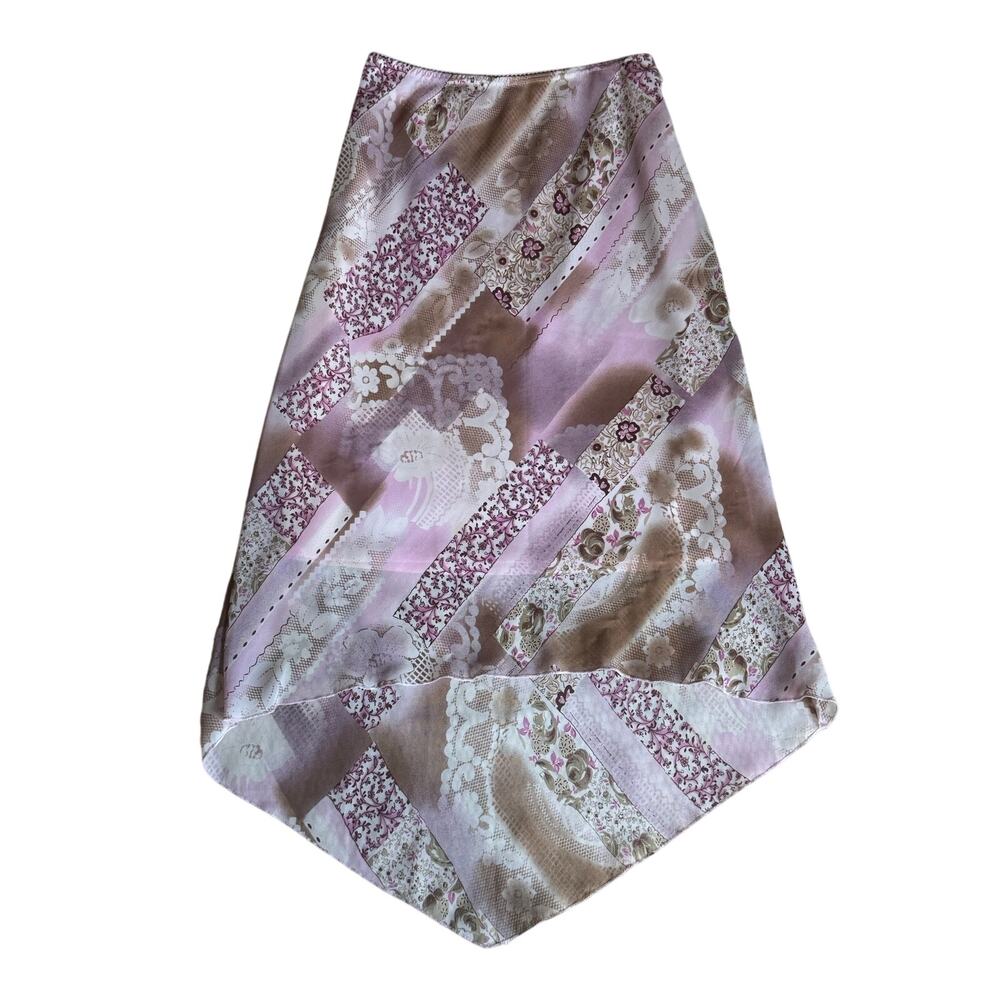 VTG La Belle Coquette Pink Floral Patchwork Midi Skirt XS-M Made in USA
